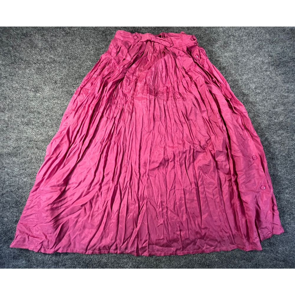 Vintage French Connection Pleated Midi Skirt Womens S/P Pink Rayon Made In India